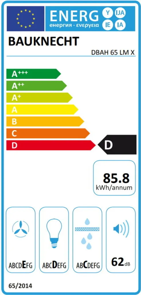 Bauknecht DBAH 65 LM X Dunstabzugshaube Flachschirm / 60cm / Für Abluft- Und Umluftbetrieb Geeignet / 85,8 KWh / LED / 3 Leistungsstufen 20 Bauknecht DBAH 65 LM X Dunstabzugshaube Flachschirm / 60cm / Für Abluft- Und Umluftbetrieb Geeignet / 85,8 KWh / LED / 3 Leistungsstufen - Image 18