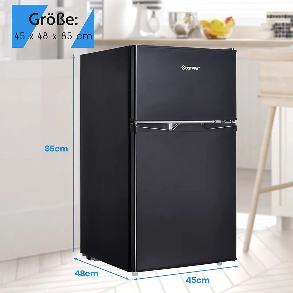 COSTWAY Kühlschrank Mit Gefrierfach Standkühlschrank Gefrierschrank Kühl-Gefrier-Kombination 85L Schwarz 8 COSTWAY Kühlschrank Mit Gefrierfach Standkühlschrank Gefrierschrank Kühl-Gefrier-Kombination 85L Schwarz - Image 6