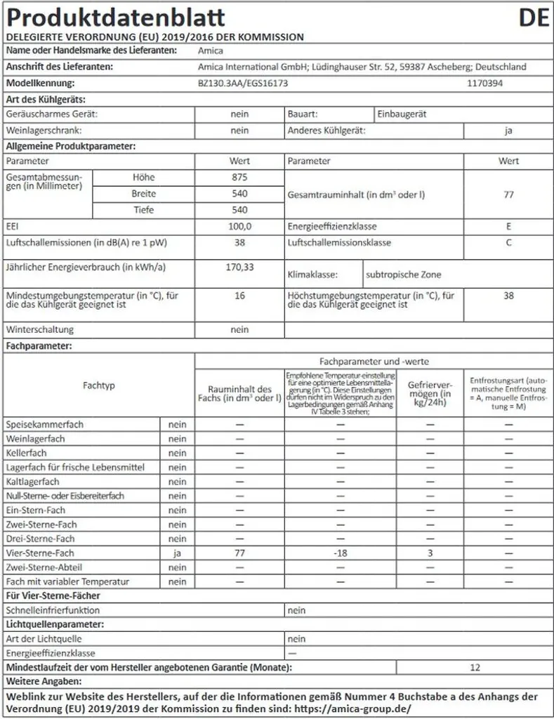 Amica EGS 16173, Gefrierschrank, 880 Mm Nische, Schlepptür-Technik, 10 Amica EGS 16173, Gefrierschrank, 880 Mm Nische, Schlepptür-Technik, - Image 8