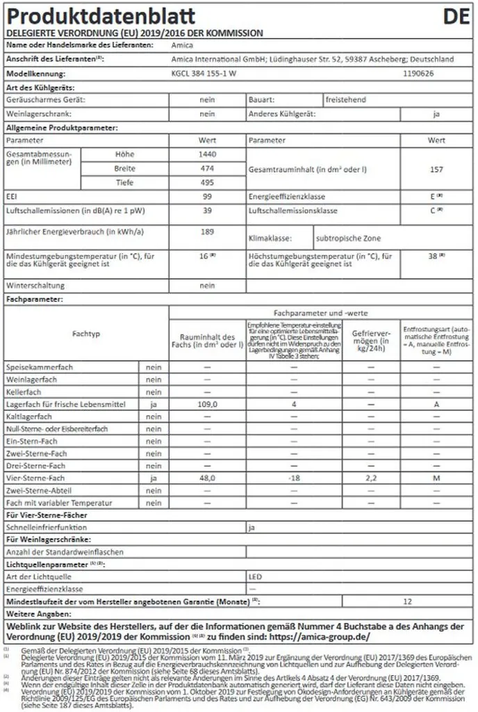 Amica - KGCL 384 155-1 W - Kühl-Gefrierkombination - Weiß 6 Amica - KGCL 384 155-1 W - Kühl-Gefrierkombination - Weiß - Image 4