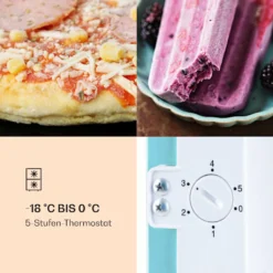 Klarstein Laika 60L Gefrierschrank , 60 Liter , 4-Sterne-Gefrierfach , 3 Schubladen , Temperatur: -18 Bis 0 °C , 5-stufiger Thermostat , 41 DB , Retro-Look -Angebote Herd Liebe Store a69e4ca350dd341961d1af1b4952fc71