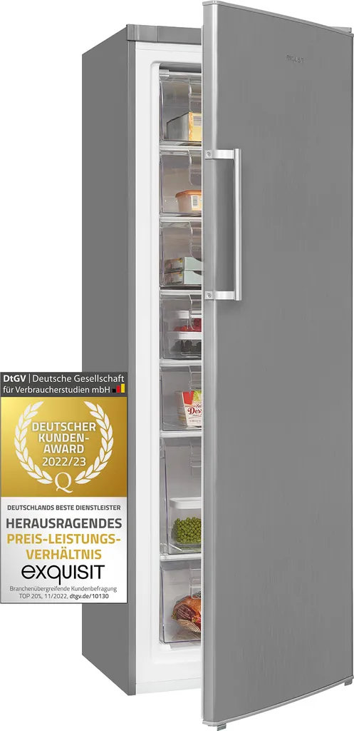 Exquisit Gefrierschrank GS280-H-040E Inoxlook | Standgerät | 242 L Volumen | Inoxlook 3 Exquisit Gefrierschrank GS280-H-040E Inoxlook | Standgerät | 242 L Volumen | Inoxlook