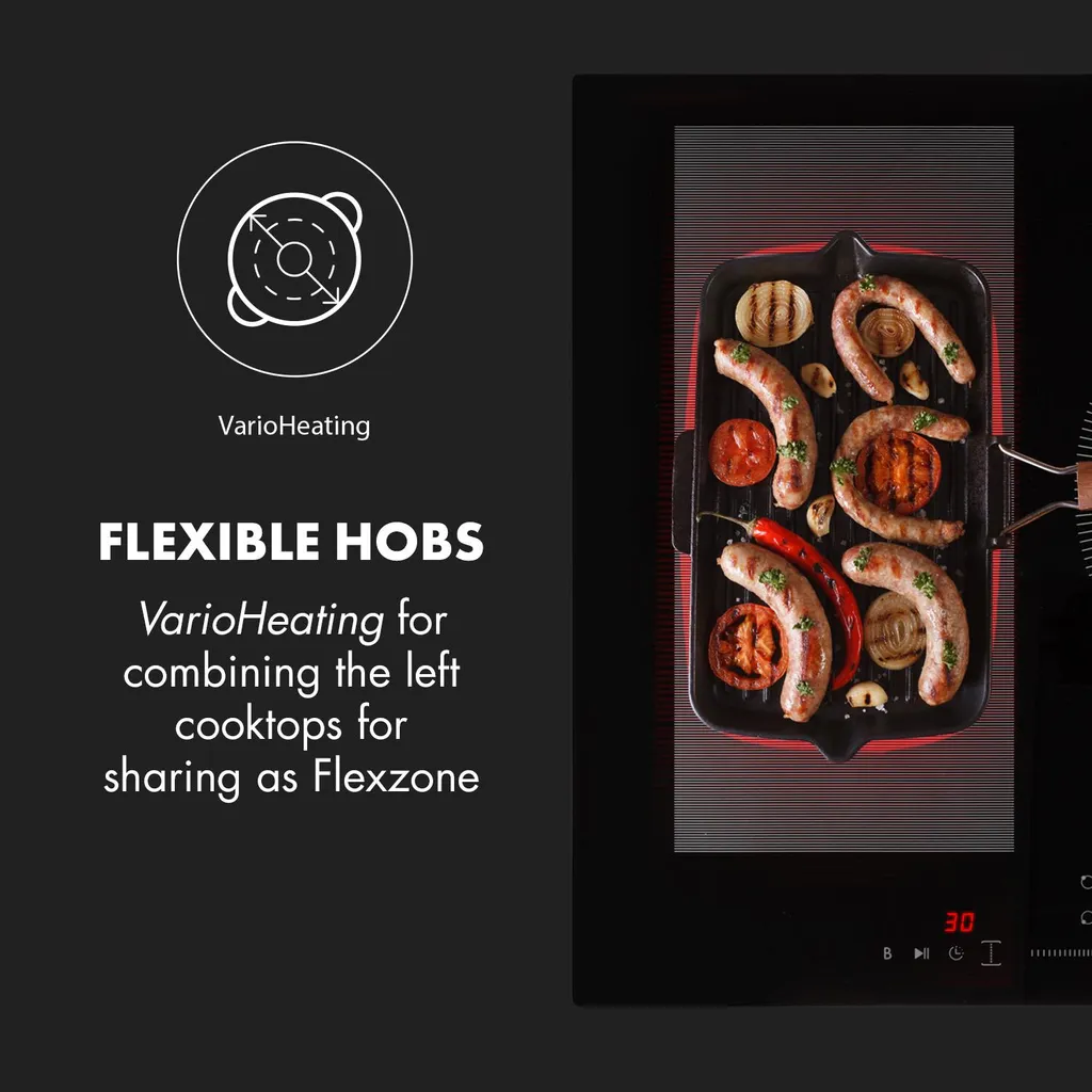 Klarstein Induktionskochfeld Einbaukochfeld Autark 60cm - 3 Zonen - FlexZone - 6600 W 9 Leistungsstufen Paella Zone Glaskeramik - Schwarz Einbau Glaskeramikkochfeld 3 Kochfelder Platten Elektro Einbaukochfeld Induktion Kochfeld Induktion 6 Klarstein Induktionskochfeld Einbaukochfeld Autark 60cm - 3 Zonen - FlexZone - 6600 W 9 Leistungsstufen Paella Zone Glaskeramik - Schwarz Einbau Glaskeramikkochfeld 3 Kochfelder Platten Elektro Einbaukochfeld Induktion Kochfeld Induktion - Image 4