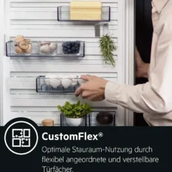 AEG RKB738E5MB Freistehender Kühlschrank / 1860 Mm / / 380 L / CustomFlex - Flexibles Türablagesystem / Null-Grad-Schublade / Farbe: Black Stainless Steel, Seiten Dunklegrau -Angebote Herd Liebe Store aa00adf89901e64282d7e04c6cc6a71e