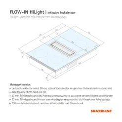 Silverline FLHK 800 ESK Flow-In HiLight-Kochfeld Mit Flow-In Kochfeldabzug 80 Cm, ,