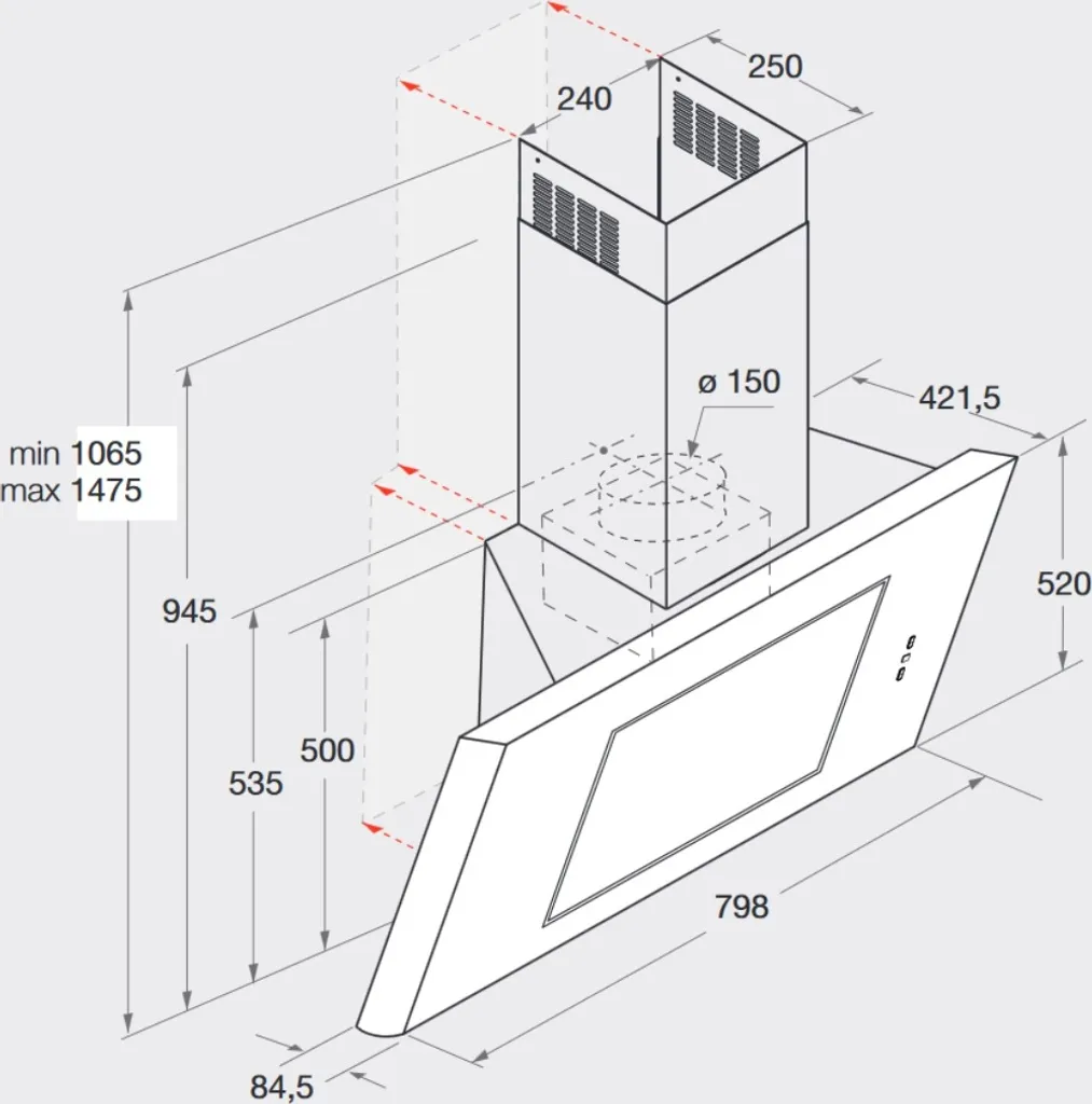 Bauknecht Schräghaube DBHVE 85 ABX 80cm Dunstabzugshaube Umluft ABluft 5 Bauknecht Schräghaube DBHVE 85 ABX 80cm Dunstabzugshaube Umluft ABluft - Image 3