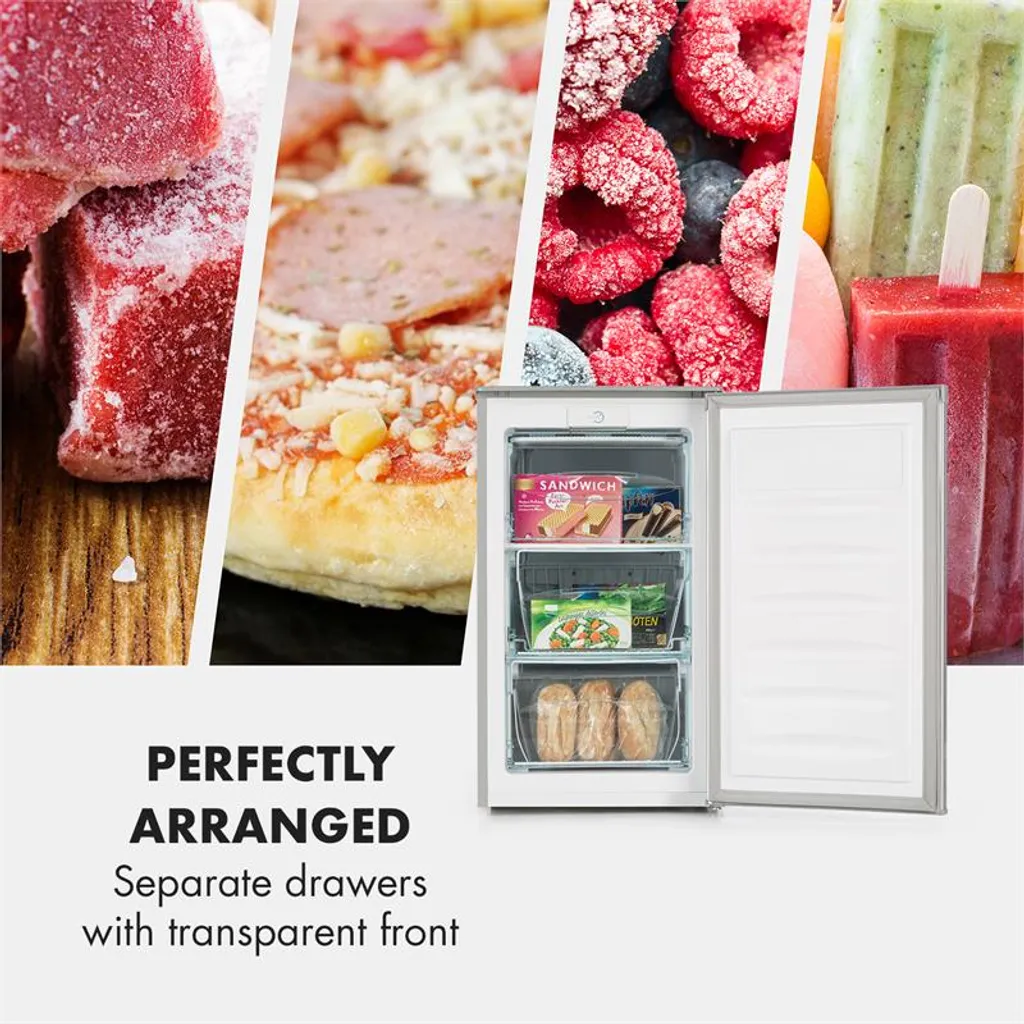 Klarstein Gefrierschrank Tiefkühlschrank Leise - Freezer - 3 Ebenen - Freistehend - Inkl. Eiswürfelform Und Eiskratzer - 75 Liter - Silber Tiefkühlschrank Freistehend Gefriertruhe Gefrierschrank Groß Kühltruhe Gefriergeräte 4 Klarstein Gefrierschrank Tiefkühlschrank Leise - Freezer - 3 Ebenen - Freistehend - Inkl. Eiswürfelform Und Eiskratzer - 75 Liter - Silber Tiefkühlschrank Freistehend Gefriertruhe Gefrierschrank Groß Kühltruhe Gefriergeräte - Image 2