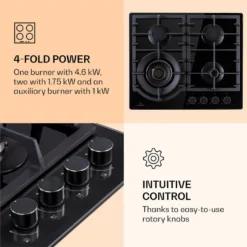 Klarstein Ignito Max 4 , Gaskochfeld , 4-flammig Glaskeramik , Ektrische Zündung , Geringere Energiekosten , 9,1 KW , 60 Cm -Angebote Herd Liebe Store b155be6050719acc110232313a913caf