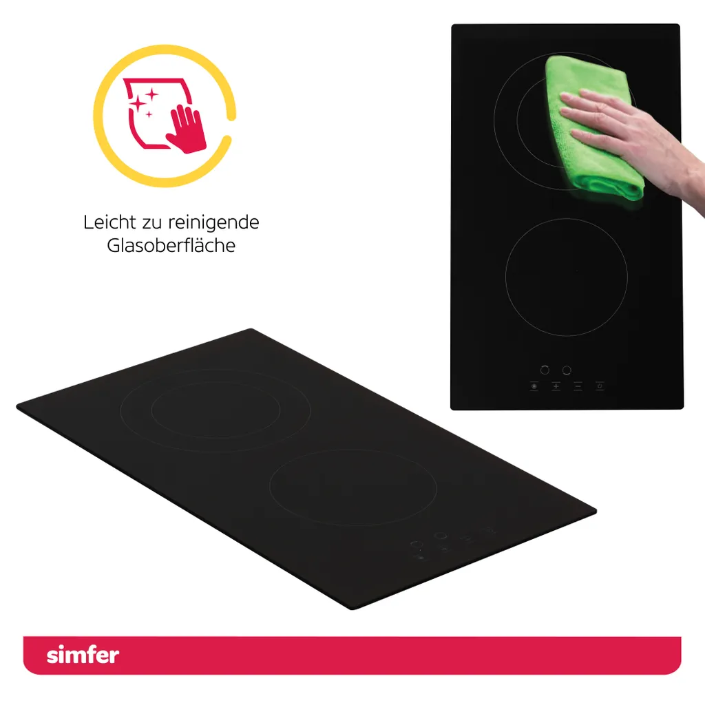 Simfer 30 Cm Glaskeramikkochfeld BIH 3025, Autarkes Elektro-Kochfeld, Glaskeramikkochfeld - 2 Kochzonen, 9 Leistungsstufen, Touch-Bedienung, Restwärmeanzeige, Kindersicherung, Rahmenlos 6 Simfer 30 Cm Glaskeramikkochfeld BIH 3025, Autarkes Elektro-Kochfeld, Glaskeramikkochfeld - 2 Kochzonen, 9 Leistungsstufen, Touch-Bedienung, Restwärmeanzeige, Kindersicherung, Rahmenlos - Image 4
