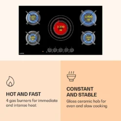 Klarstein MultiChef 5 Kombi-Gaskochfeld Gas/Glaskeramik 5 Zonen -Angebote Herd Liebe Store b654aba7b4b4cf51a85589f9e844fb2e