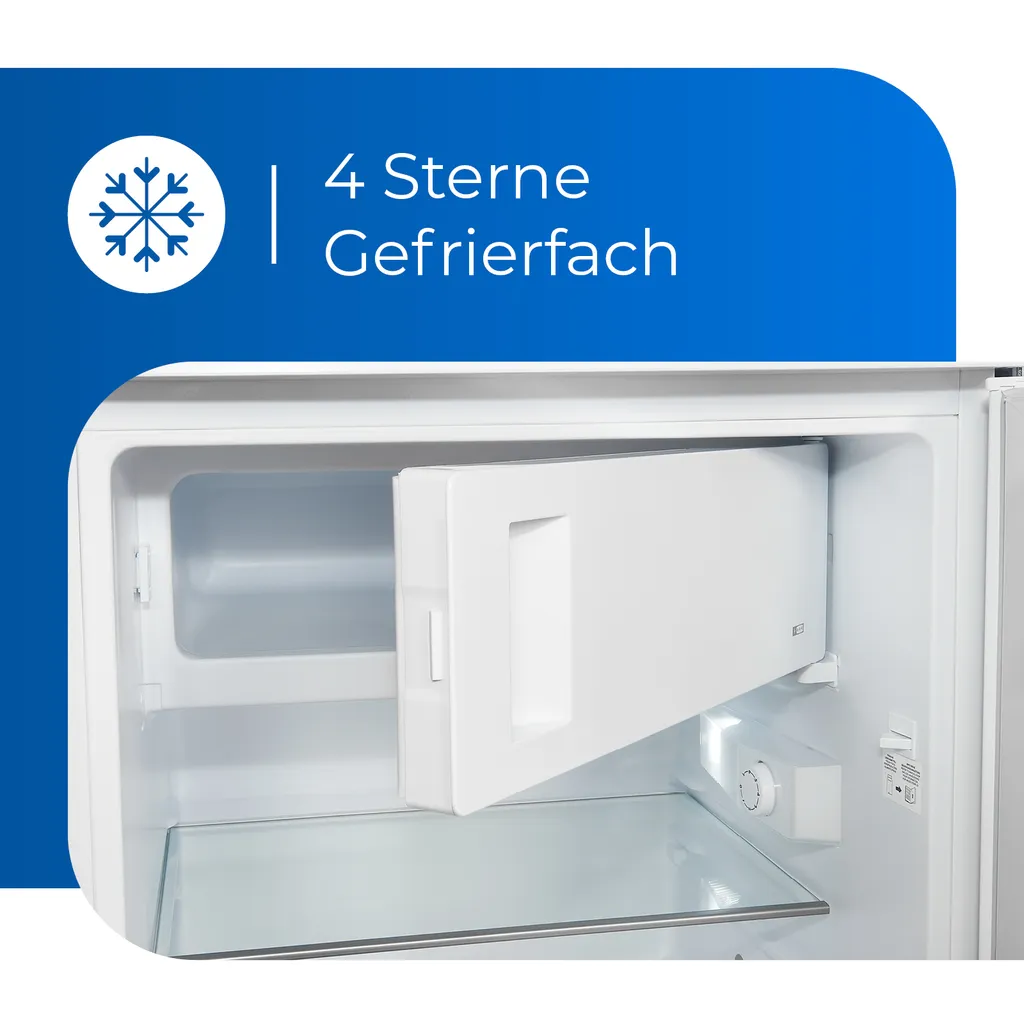 Exquisit Kühlschrank KS16-4-H-010D Weiss | 120 L Nutzinhalt | 4 Sterne | LED-Licht | 55 Cm Breite 7 Exquisit Kühlschrank KS16-4-H-010D Weiss | 120 L Nutzinhalt | 4 Sterne | LED-Licht | 55 Cm Breite - Image 5