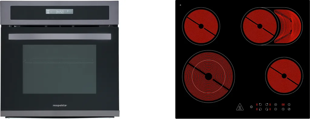 Respekta Backofen Einbau Herd Herdset Black Steel + Kochfeld Glaskeramik Set 3 Respekta Backofen Einbau Herd Herdset Black Steel + Kochfeld Glaskeramik Set