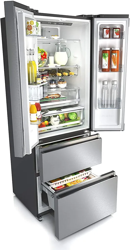 Hisense RF632N4WIE French Door Kühl-Gefrierkombination/ NoFrostPlus/ Inverter-Kompressor/ Wasserspender/ CrispZone/ 200 Cm/ Kühlteil 336 L/ Gefrierteil 149 L/ 38 DB/ 295 KWh/ Jahr/ Inox-Look 7 Hisense RF632N4WIE French Door Kühl-Gefrierkombination/ NoFrostPlus/ Inverter-Kompressor/ Wasserspender/ CrispZone/ 200 Cm/ Kühlteil 336 L/ Gefrierteil 149 L/ 38 DB/ 295 KWh/ Jahr/ Inox-Look – Bild 5