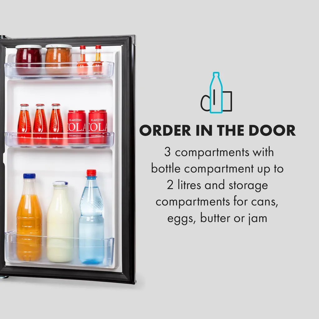 Klarstein Cool Cousin Kühl-Gefrier-Kombination, Fassungsvermögen: 80 Liter, Kühlschrank: 69 Liter, 3-Sterne-Gefrierfach: 11 Liter, , 2 Glasebenen, Schwarz 6 Klarstein Cool Cousin Kühl-Gefrier-Kombination, Fassungsvermögen: 80 Liter, Kühlschrank: 69 Liter, 3-Sterne-Gefrierfach: 11 Liter, , 2 Glasebenen, Schwarz - Image 4