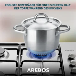 AREBOS Gaskochfeld 5 Flammen, Edelstahl, Inkl. Topfträger & Zündsicherung, Autark, Geeignet Für Erdgas Oder Propangas, Gasherd -Angebote Herd Liebe Store c03422f4311464f3ca51364649eed46b