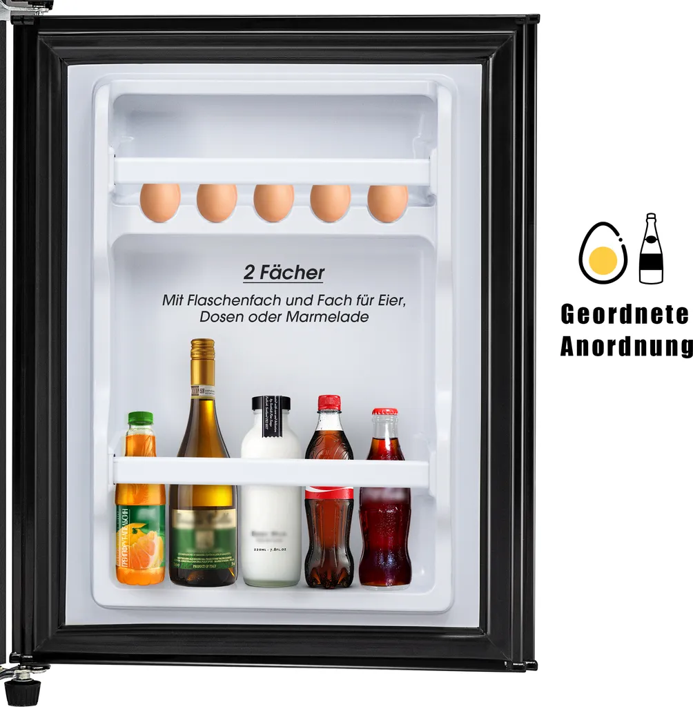 Kühl Gefrierkombination, Freistehender Kühlschrank, Freistehend Gefrierschrank Mit 60L Gesamtvolumen Doppeltür LED Beleuchtung 172 KWh/Jahr 86.8cm Höhe, Schwarz 11 Kühl Gefrierkombination, Freistehender Kühlschrank, Freistehend Gefrierschrank Mit 60L Gesamtvolumen Doppeltür LED Beleuchtung 172 KWh/Jahr 86.8cm Höhe, Schwarz - Image 9