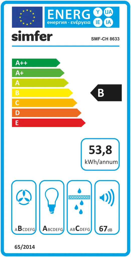 Simfer SMF-CH 8633 Dunstabzugshaube Edelstahl, 60 Cm, 650 M³ /h, Wandhaube, Kaminhaube, Teleskopkamin, Doppelabluftschacht, LED-Beleuchtung 10 Simfer SMF-CH 8633 Dunstabzugshaube Edelstahl, 60 Cm, 650 M³ /h, Wandhaube, Kaminhaube, Teleskopkamin, Doppelabluftschacht, LED-Beleuchtung - Image 8