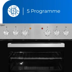 Exquisit EHE 156-2.1-Set Einbau-Herd Glaskeramikkochfeld | Ober-/Unterhitze | Grill | Inox -Angebote Herd Liebe Store c45ae9985afa054619057b3179655e9b