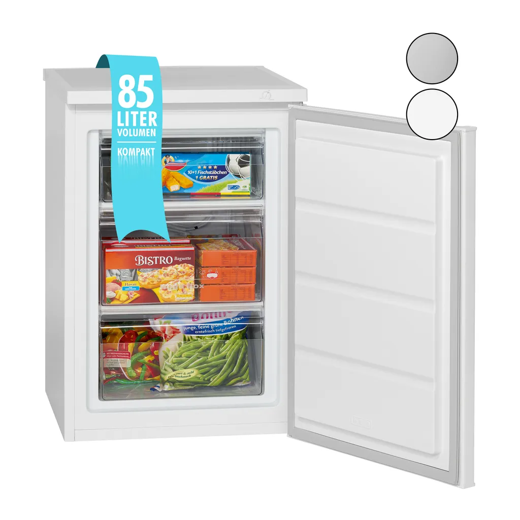 Bomann® Gefrierschrank, 85 Liter Nutzinhalt, Gefrierschrank Klein Mit 3 Gefrierschubladen U. Eiswürfelschale, Mini Fridge Mit Stufenloser Temperaturreglung, Türanschlag Wechselbar - GS 2186.1, Weiß 3 Bomann® Gefrierschrank, 85 Liter Nutzinhalt, Gefrierschrank Klein Mit 3 Gefrierschubladen U. Eiswürfelschale, Mini Fridge Mit Stufenloser Temperaturreglung, Türanschlag Wechselbar - GS 2186.1, Weiß