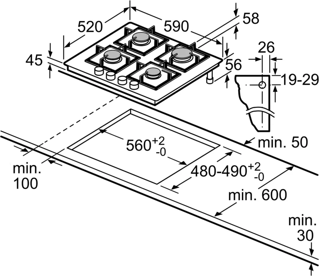 Siemens Gaskochfeld IQ300 EN6B6PB90 Kochstelle Gas Autark 60cm 6 Siemens Gaskochfeld IQ300 EN6B6PB90 Kochstelle Gas Autark 60cm - Image 4