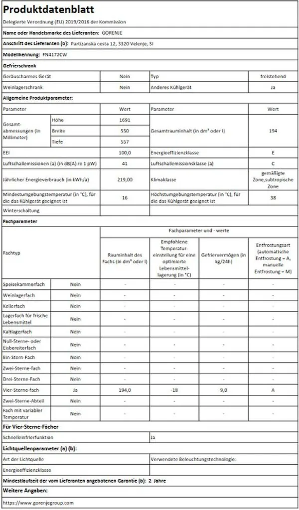 Gorenje - FN4172CW - Gefrierschrank - Weiß - Rauminhalt Gesamt: 194 Liter - No Frost – 4-Sterne-Gefrierfach - Türanschlag Wechselbar 6 Gorenje - FN4172CW - Gefrierschrank - Weiß - Rauminhalt Gesamt: 194 Liter - No Frost – 4-Sterne-Gefrierfach - Türanschlag Wechselbar - Image 4