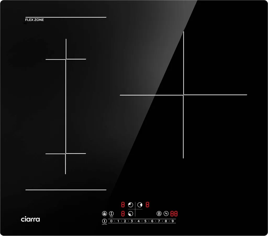 CIARRA 3 Zonen Einbau-Induktionskochfeld Mit Ein Flexzonen Und Booster 6500W CBBIH3BF-OW 3 CIARRA 3 Zonen Einbau-Induktionskochfeld Mit Ein Flexzonen Und Booster 6500W CBBIH3BF-OW