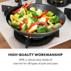 Klarstein Goldflame 4 Gaskochfeld , 4-flammig , Autark , 60 Cm , Einbau , Messing-Brenner , Erdgas/Propangas , Sicherheitsventile , Automatische Abschaltung , Topfträger Aus Gusseisen , Inkl. Schlauch Und Druckminderer , Glaskeramik Ø 8 Mm , Weiß -Angebote Herd Liebe Store cba70d4ea64d285f1b31c1a361f56d65