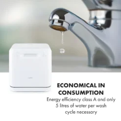Klarstein Aquatica Mini-Tischgeschirrspüler, A, 125 KWh/Jahr, 2 Maßgedecke, Freistehend, Installationsfrei, 360° Wäsche, 3 Programme, Touch Control, Wasserverbrauch: 5 Liter, Weiß -Angebote Herd Liebe Store cbc1a58c126ce37469472eb3a674e399