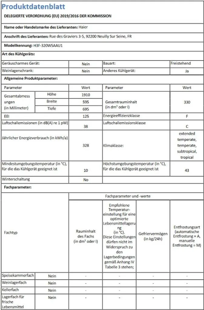 Haier H3F-320WSAAU1 Gefrierschränke - Weiß 11 Haier H3F-320WSAAU1 Gefrierschränke - Weiß - Image 9