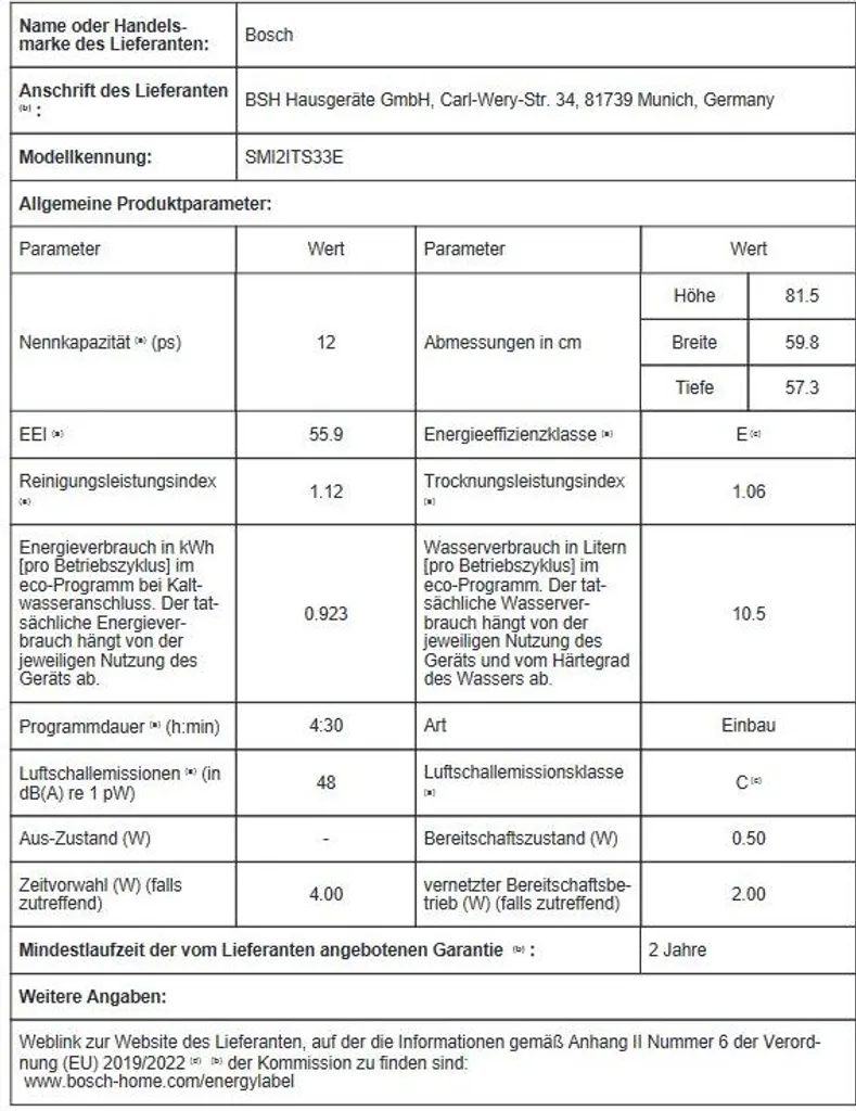 Bosch SMI2ITS33E Integrierter Geschirrspüler 11 Bosch SMI2ITS33E Integrierter Geschirrspüler - Image 9