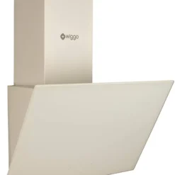 Wiggo Dunstabzugshaube 60cm Kopffrei I Abluft Umluft Dunstabzug 300m³/h - LED Touch-Display 3 Stufen I Schräghaube Inkl. Fettfilter & 2x Kohlefilter I Abzugshaube Mit Glasfront Creme