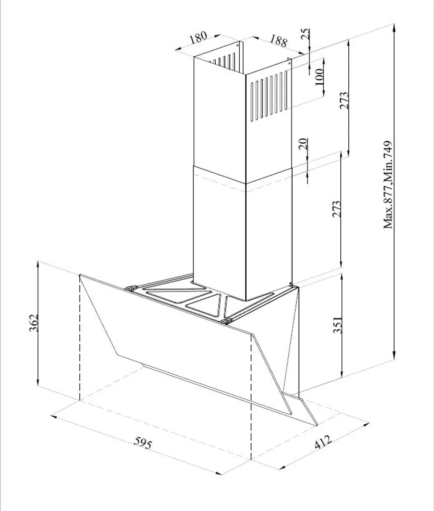 Böhme Kopffreie Wandhaube Dunstabzugshaube 60cm Glas Schwarz Touch Control LED Beleuchtung 626 M³/h Inkl. 2 Aktivkohlefilter 6 Böhme Kopffreie Wandhaube Dunstabzugshaube 60cm Glas Schwarz Touch Control LED Beleuchtung 626 M³/h Inkl. 2 Aktivkohlefilter - Image 4