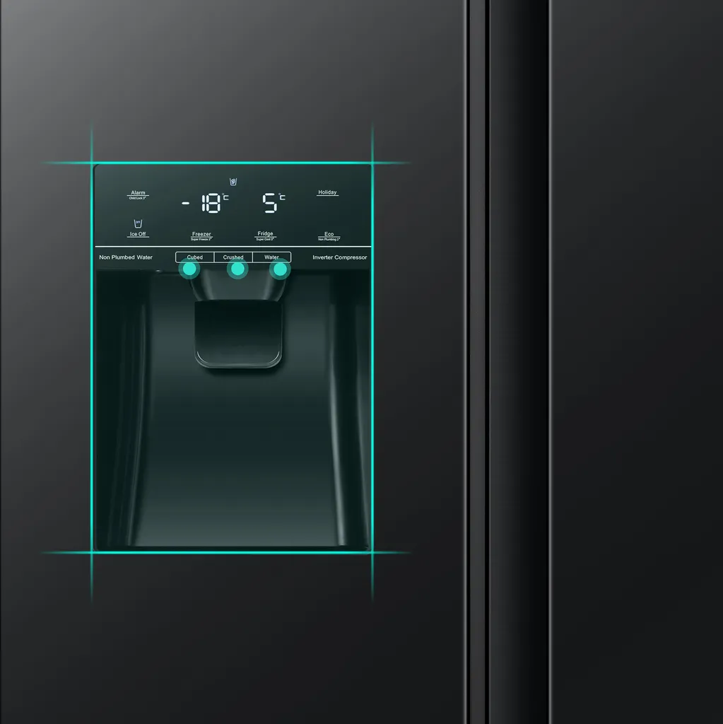 Hisense RS694N4TFE Kühl-/Gefrierkombination Side By Side NOFROST - Electronic Touch Control - Ice Crusher - Wasserspender Mit Integrierten Wassertank - Volumen 562l (371l Kühl / 185l Gefrier) - Chrom Weinregal - Inverter-Kompressor 5 Hisense RS694N4TFE Kühl-/Gefrierkombination Side By Side NOFROST - Electronic Touch Control - Ice Crusher - Wasserspender Mit Integrierten Wassertank - Volumen 562l (371l Kühl / 185l Gefrier) - Chrom Weinregal - Inverter-Kompressor - Image 3