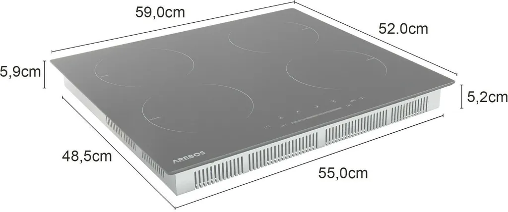 AREBOS Induktionskochfeld, 6000 W, 4 Kochfelder, 59 Cm, Autark, Mit Sensor Touch, Timer, Kindersicherung, Überhitzungsschutz, Autoabschaltung 12 AREBOS Induktionskochfeld, 6000 W, 4 Kochfelder, 59 Cm, Autark, Mit Sensor Touch, Timer, Kindersicherung, Überhitzungsschutz, Autoabschaltung - Image 10