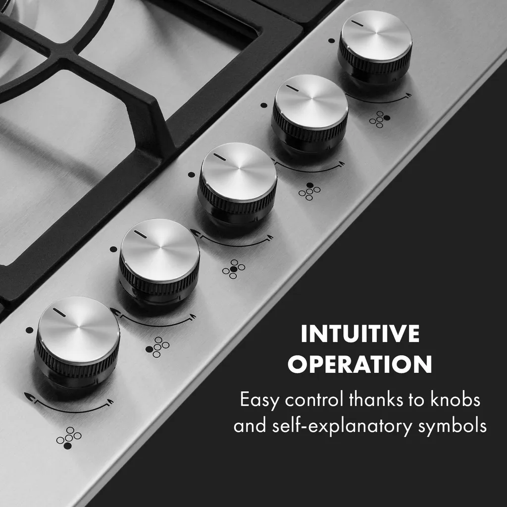 Klarstein Gasherd Kochfeld Einbau-Gaskochfeld - Sabaf-Brenner - Gaskochfeld Für Propan/Erdgas - Einbau Gasherd Glaskeramik 5-Flammig - Silber Einbau Gas Kochfeld Gasherd 5 Platten Kochfelder Herdplatte Kochplatte Einbaukochfeld 6 Klarstein Gasherd Kochfeld Einbau-Gaskochfeld - Sabaf-Brenner - Gaskochfeld Für Propan/Erdgas - Einbau Gasherd Glaskeramik 5-Flammig - Silber Einbau Gas Kochfeld Gasherd 5 Platten Kochfelder Herdplatte Kochplatte Einbaukochfeld - Image 4