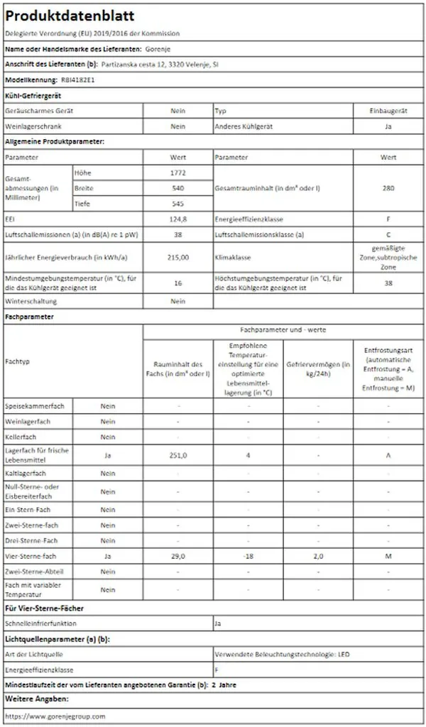 Gorenje - RBI4182E1 - Einbau-Kühlschrank Mit Gefrierfach - Schlepptürtechnik 6 Gorenje - RBI4182E1 - Einbau-Kühlschrank Mit Gefrierfach - Schlepptürtechnik - Image 4