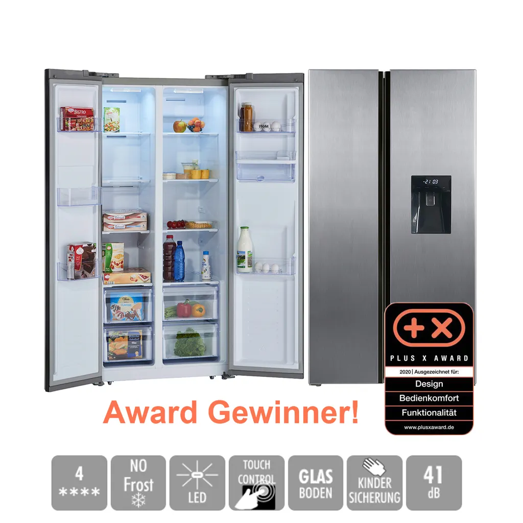 PKM Side By Side Kühl-Gefrierkombination Inkl. Wasserspender SBS472.4 NFWDIX 3 PKM Side By Side Kühl-Gefrierkombination Inkl. Wasserspender SBS472.4 NFWDIX