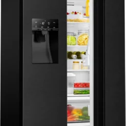Hisense RS694N4TFE Kühl-/Gefrierkombination Side By Side NOFROST - Electronic Touch Control - Ice Crusher - Wasserspender Mit Integrierten Wassertank - Volumen 562l (371l Kühl / 185l Gefrier) - Chrom Weinregal - Inverter-Kompressor
