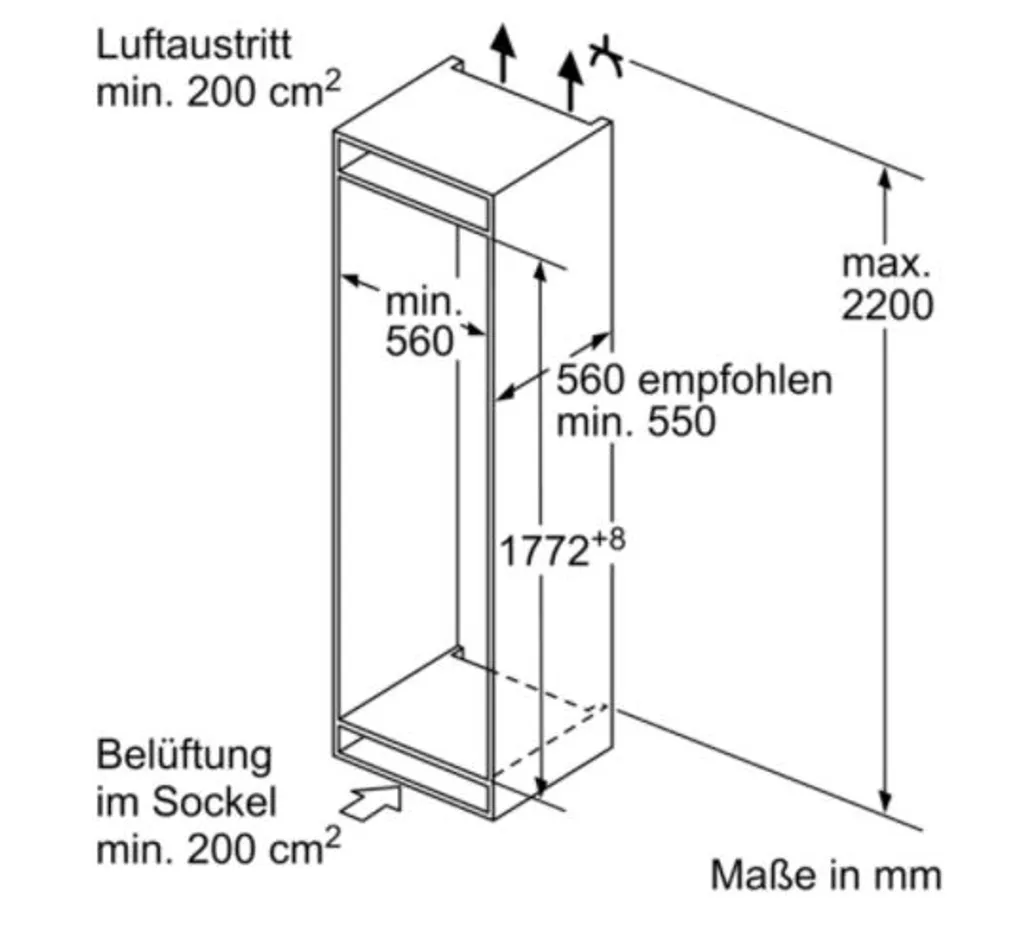 Siemens IQ100 KI85NNFF0, 249 L, Einbau-Kühl-Gefrierkombination, Anti-Frost-Funktion (Kühlschrank), SN-ST, 39 DB, F 9 Siemens IQ100 KI85NNFF0, 249 L, Einbau-Kühl-Gefrierkombination, Anti-Frost-Funktion (Kühlschrank), SN-ST, 39 DB, F - Image 7