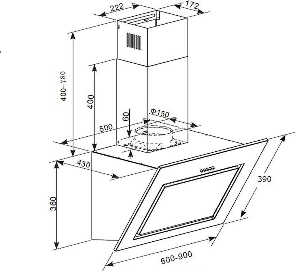 PKM Dunstabzugshaube Mit Randabsaugung Kopffreihaube S7-60ABTH Glas Schwarz 60cm 8 PKM Dunstabzugshaube Mit Randabsaugung Kopffreihaube S7-60ABTH Glas Schwarz 60cm - Image 6