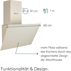 Wiggo Dunstabzugshaube 60cm Kopffrei I Abluft Umluft Dunstabzug 300m³/h - LED Touch-Display 3 Stufen I Schräghaube Inkl. Fettfilter & 2x Kohlefilter I Abzugshaube Mit Glasfront Creme -Angebote Herd Liebe Store e273f30611f583eeb6f2a0ccf6d5f920