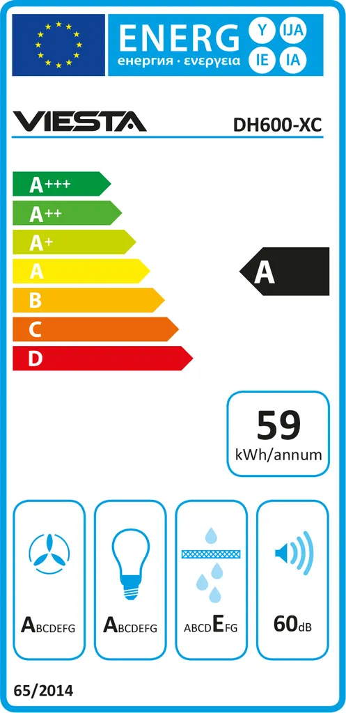Kopffreie Dunstabzugshaube 320W 60cm VIESTA DH600XC Inkl. Aktivkohlefilter Für Abluft & Umluft, Edelstahl-Schwarzglas Kopffreihaube Wandhaube Mit Touch Control, LED 8 Kopffreie Dunstabzugshaube 320W 60cm VIESTA DH600XC Inkl. Aktivkohlefilter Für Abluft & Umluft, Edelstahl-Schwarzglas Kopffreihaube Wandhaube Mit Touch Control, LED - Image 6