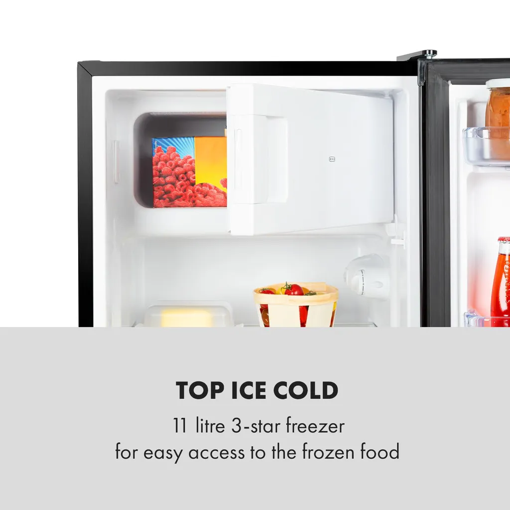 Klarstein Cool Cousin Kühl-Gefrier-Kombination, Fassungsvermögen: 80 Liter, Kühlschrank: 69 Liter, 3-Sterne-Gefrierfach: 11 Liter, , 2 Glasebenen, Schwarz 8 Klarstein Cool Cousin Kühl-Gefrier-Kombination, Fassungsvermögen: 80 Liter, Kühlschrank: 69 Liter, 3-Sterne-Gefrierfach: 11 Liter, , 2 Glasebenen, Schwarz - Image 6