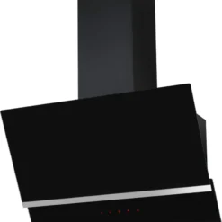 Amica KHF 664 610 S, Kaminhaube, Stripe X, 60 Cm, Schwarzer Glasschirm, Edelstahlstreifen, Max. Gebläseleistung 615 M³h, Energieeffizienzklasse B