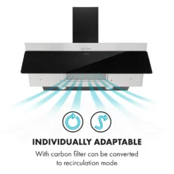 Klarstein Alessia Dunstabzugshaube , 90 Cm , EEK B , 350 M³/h , Push Control , LED-Beleuchtung , Abluft Oder Umluft , Kopffreihaube , Wandhaube , Edelstahl-Glas-Mix , Schwarz -Angebote Herd Liebe Store e6e2a655a6b14f8f8e798ca698ffe869