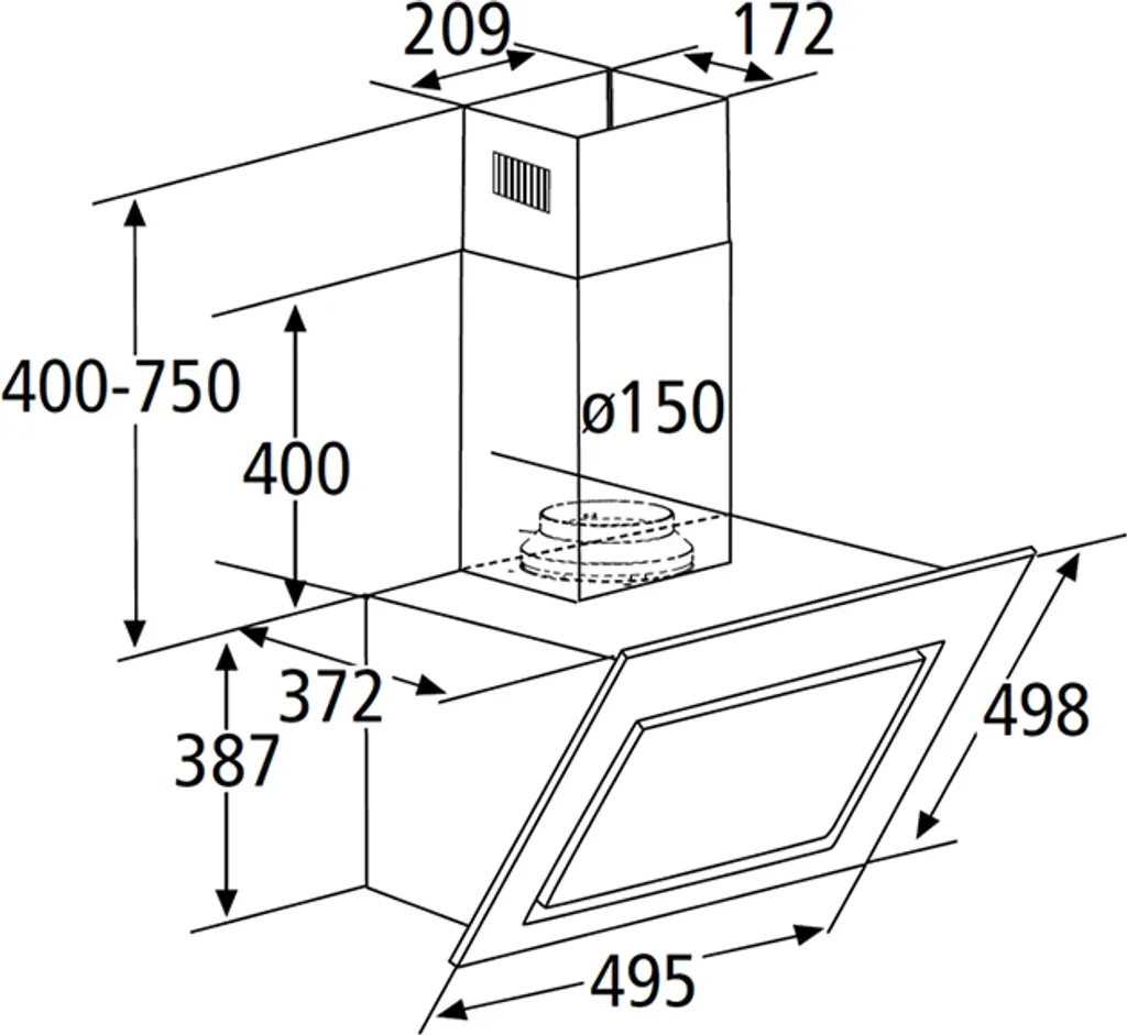 PKM Dunstabzugshaube Schräghaube Mit Randabsaugung S26-50BBTY 50cm Schwarz 8 PKM Dunstabzugshaube Schräghaube Mit Randabsaugung S26-50BBTY 50cm Schwarz - Image 6