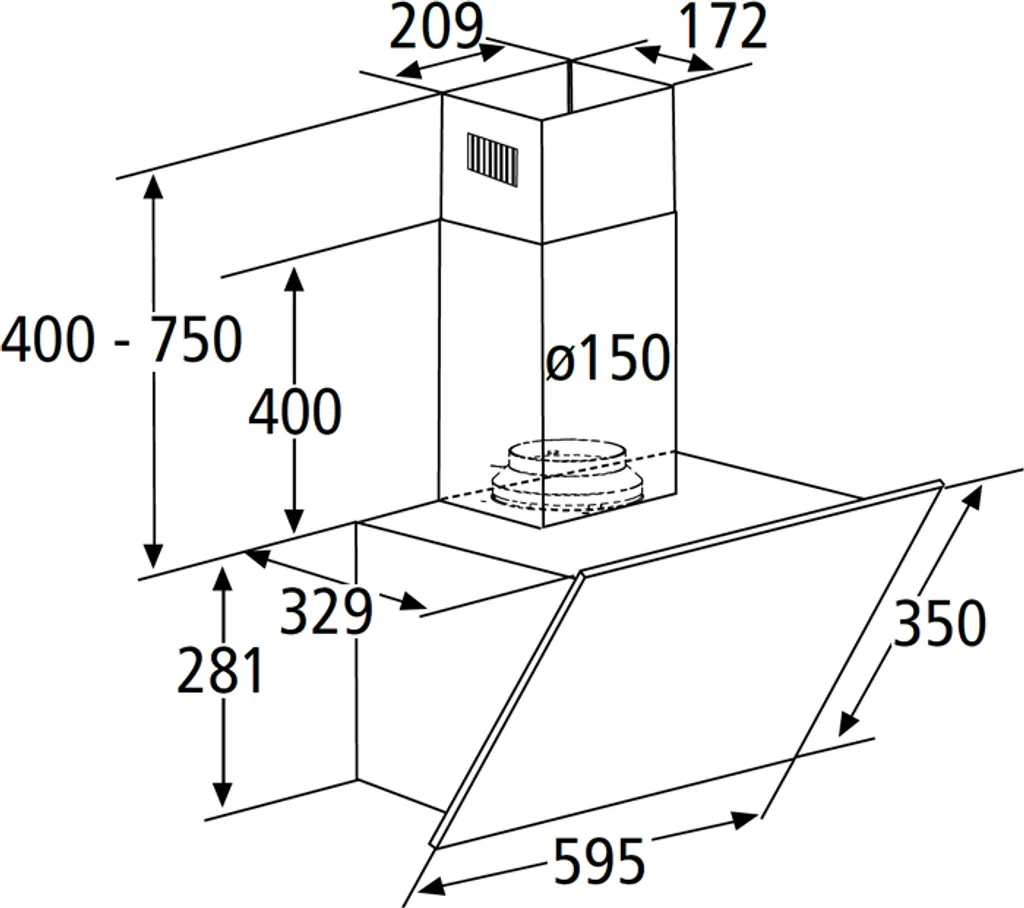 PKM Dunstabzugshaube Schräghaube Wandesse Metall Glas S23-60 ABPY 60cm Schwarz 4 PKM Dunstabzugshaube Schräghaube Wandesse Metall Glas S23-60 ABPY 60cm Schwarz - Image 2