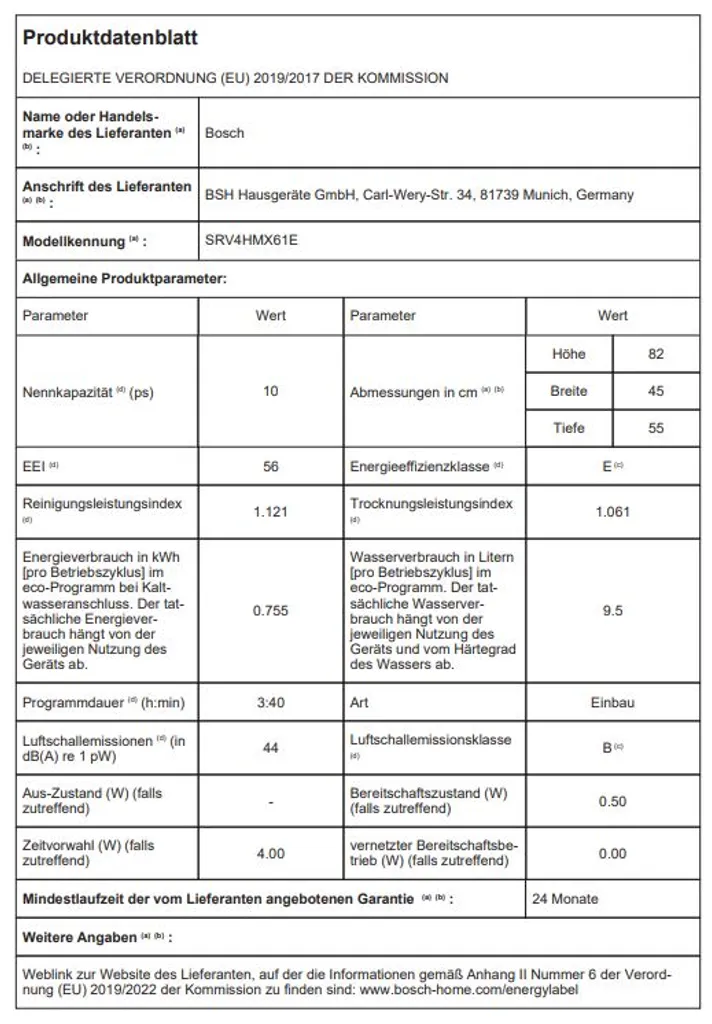 BOSCH SRV4HMX61E 45 Cm Einbau Geschirrspüler Vollintegriert EcoSilence Drive 10 BOSCH SRV4HMX61E 45 Cm Einbau Geschirrspüler Vollintegriert EcoSilence Drive - Image 8