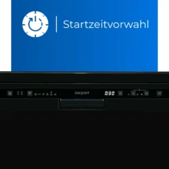 Exquisit Geschirrspüler GSP6312-030D Schwarz | Auto-Door-Open | 12 Maßgedecke | 6 Programme | LED-Anzeige | Startzeitvorwahl | Tassenablage | Höhenverstellbarer Oberkorb | Wasserenthärter -Angebote Herd Liebe Store ef06fff696a8d5528c441e7faa9250dd