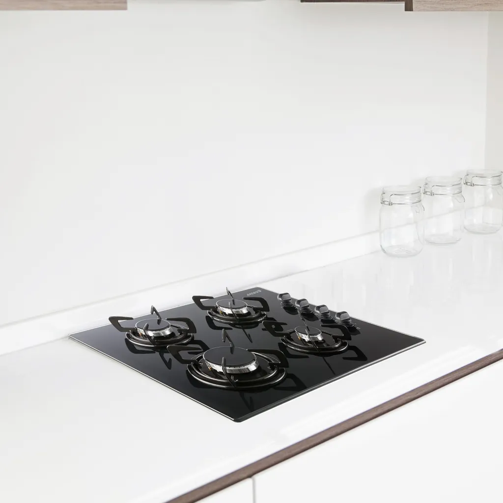 AREBOS Gaskochfeld 4 Flammen, Glaskeramik, Inkl. Topfträger & Zündsicherung, Autark, Geeignet Für Erdgas Oder Propangas, Gasherd 4 AREBOS Gaskochfeld 4 Flammen, Glaskeramik, Inkl. Topfträger & Zündsicherung, Autark, Geeignet Für Erdgas Oder Propangas, Gasherd - Image 2